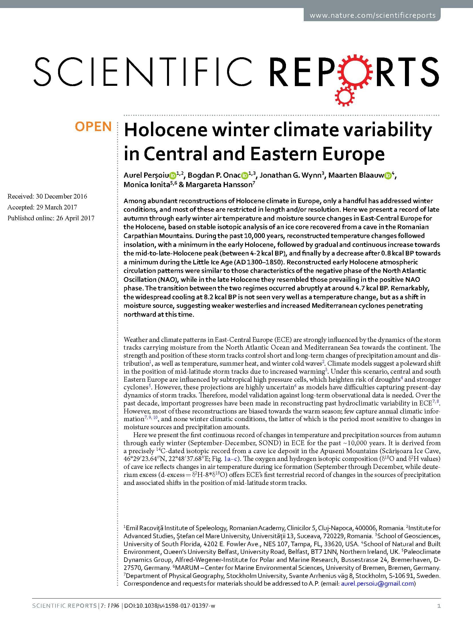 Holocene winter climate variability in Central and Eastern Europe