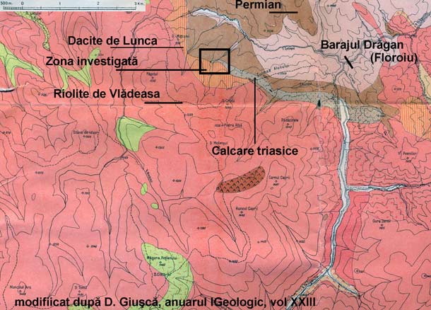 Harta Geo Dragan - Modificat dupa D.Giusca - anuarul Geologic, vol XXIII