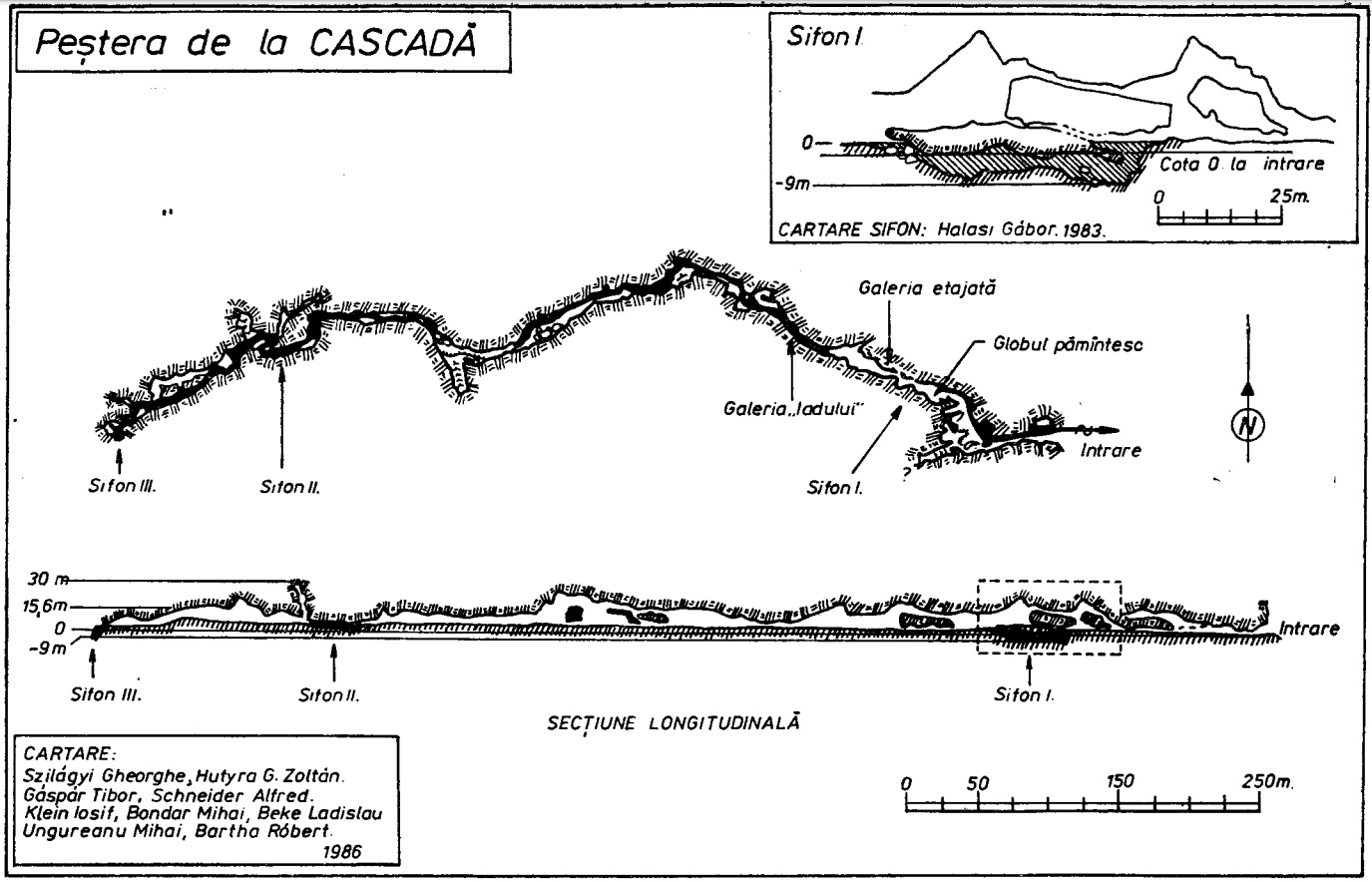 Pestera de la cascada - 1986 - detalii sifon 1.